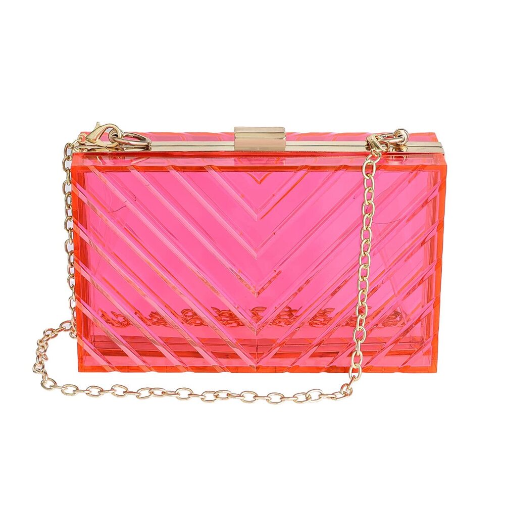 7599 Clear Purses Acrylic Clear Clutch Bag Stadium Approved Red